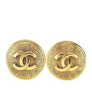 CHANEL Gold Logo Earrings